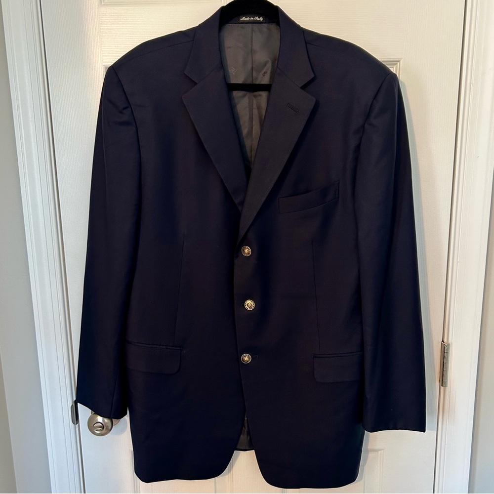 Pal Zileri Navy Three Gold‎ Button Sport Coat 58L